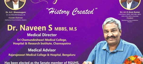 Congratulations to Dr Naveen S for becoming RGUHS Senate Member